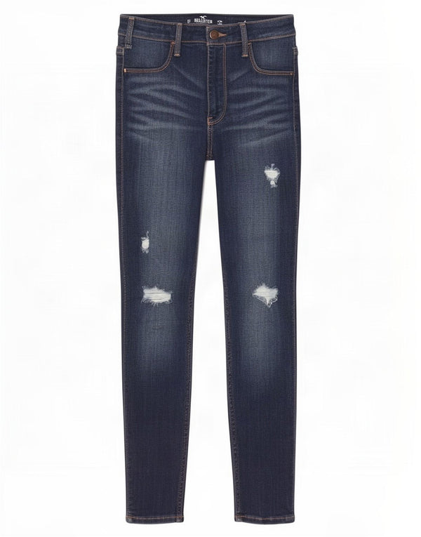 Jeans femininos Hollister de cintura alta Jegging EUA 3 pequenos W26 L26 azul marinho