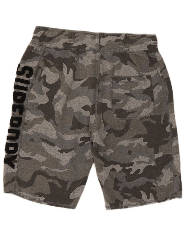 Superdry Mens Graphic Sport Shorts Médio Cinza Camuflagem Algodão