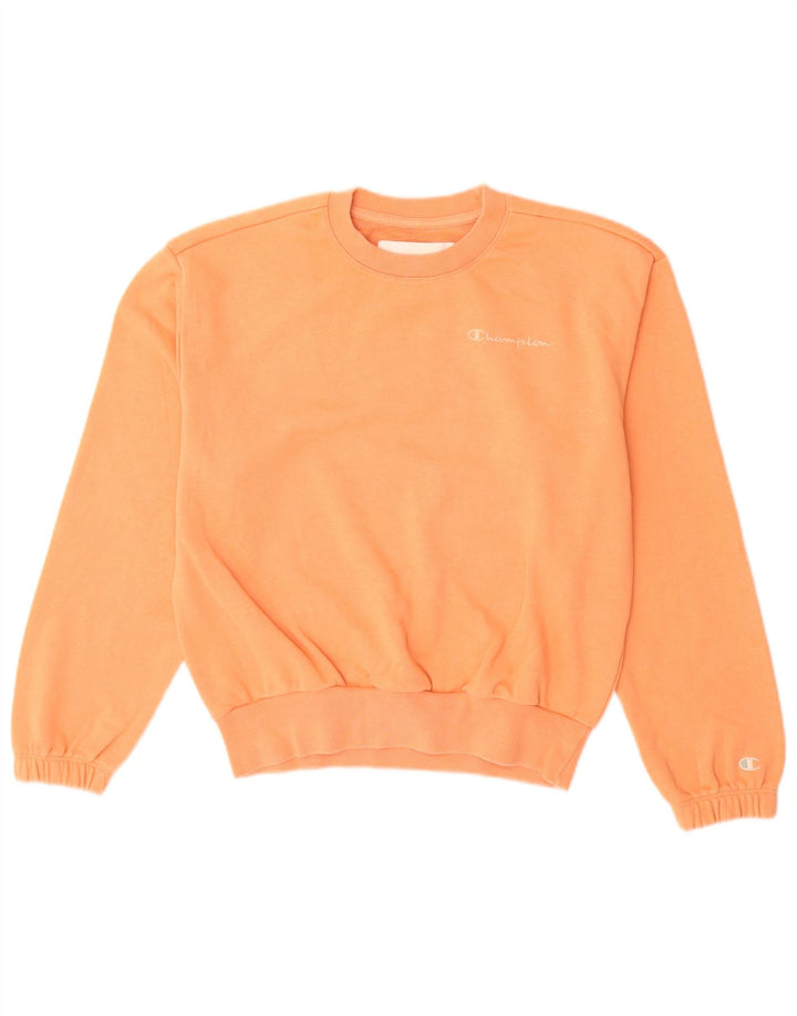 Champion moletom feminino jumper UK 14 médio laranja algodão