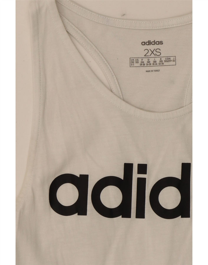ADIDAS Womens Graphic Vest Top UK 0/2 2XS White Vintage Adidas and Second-Hand Adidas from Messina Hembry 