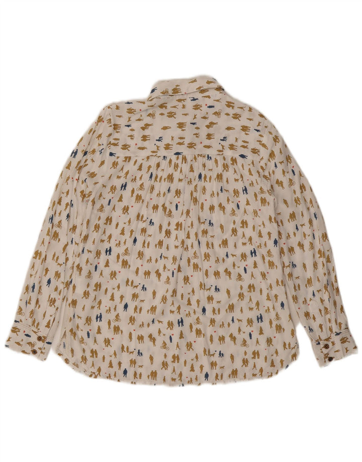 Blusa feminina com estampa abstrata branca, material branco, 8, pequeno, off white