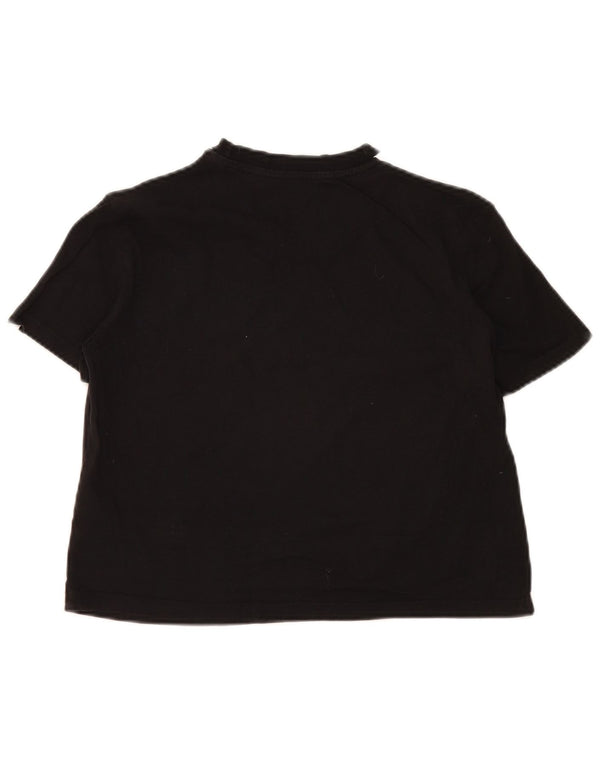 Adidas Womens Crop T-Shirt Top Reino Unido 8/10 Pequeno Algodão Preto