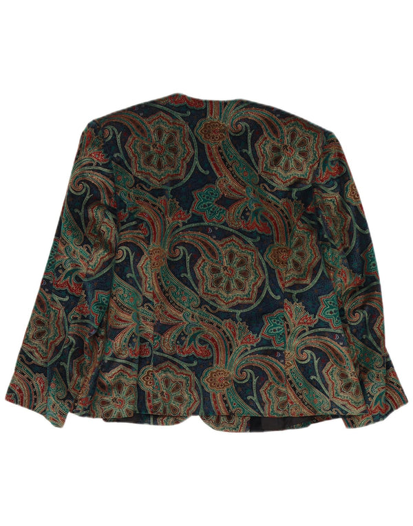 Jaqueta blazer feminina vintage manga 3/4 Reino Unido 14 Paisley médio multicolorido