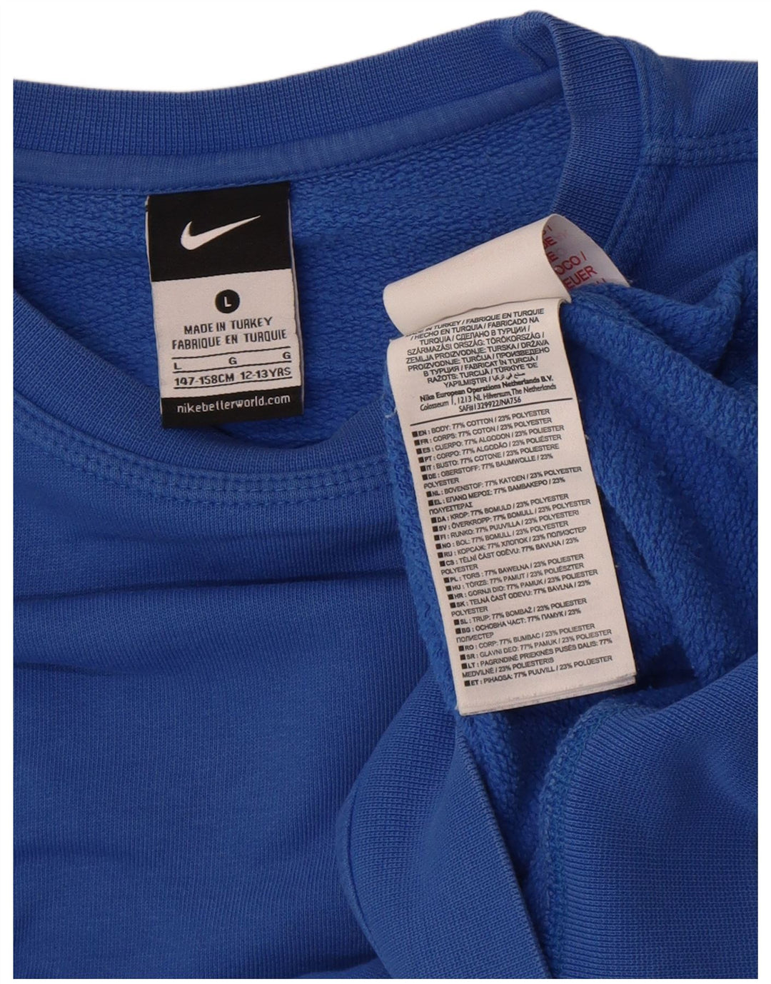 Moletom Nike Boys Jumper 12-13 anos grande algodão azul