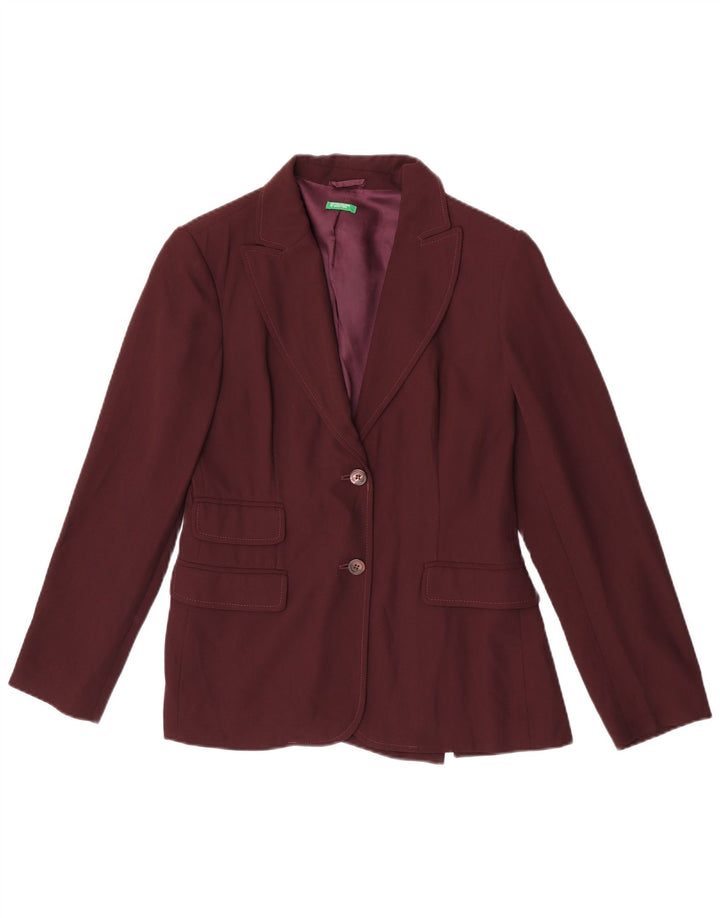 Jaqueta blazer feminina de 2 botões Benetton IT 42 Viscose Borgonha Média