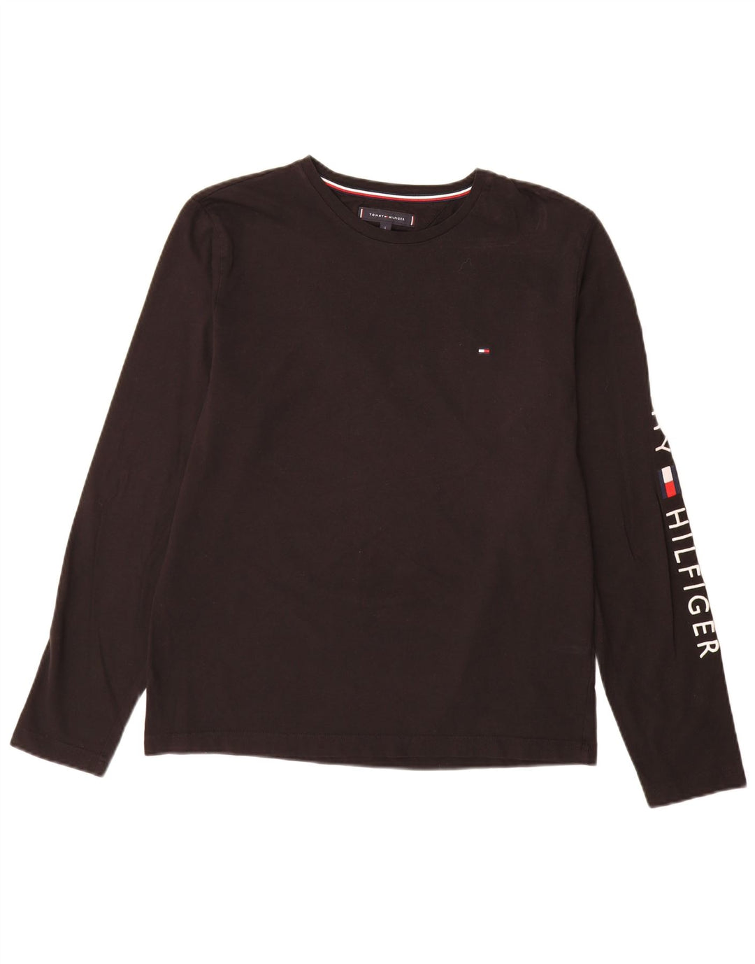 Top gráfico masculino Tommy Hilfiger manga comprida grande algodão preto