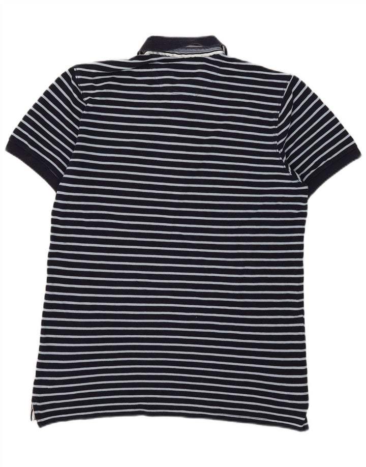 Camisa polo masculina Massimo Dutti grande listrada azul marinho