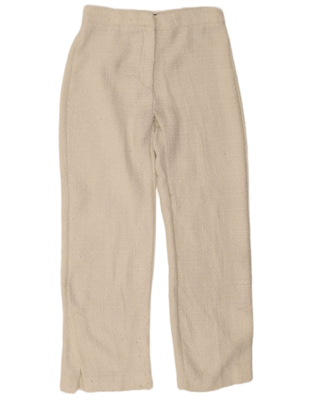 Zara Calça feminina reta casual grande W30 L31 poliéster branco