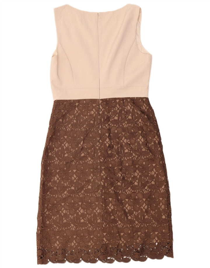 Vestido bainha feminino sem mangas Phase Eight Reino Unido 14 acetato marrom médio