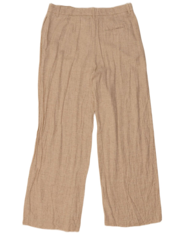 Calça chino feminina Marks & Spencer com perna larga Reino Unido 14 grande W34 L30 bege