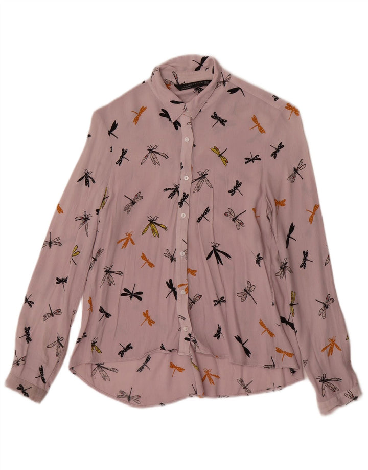 Blusa feminina com estampa abstrata ZARA Reino Unido 6 XS Roxo