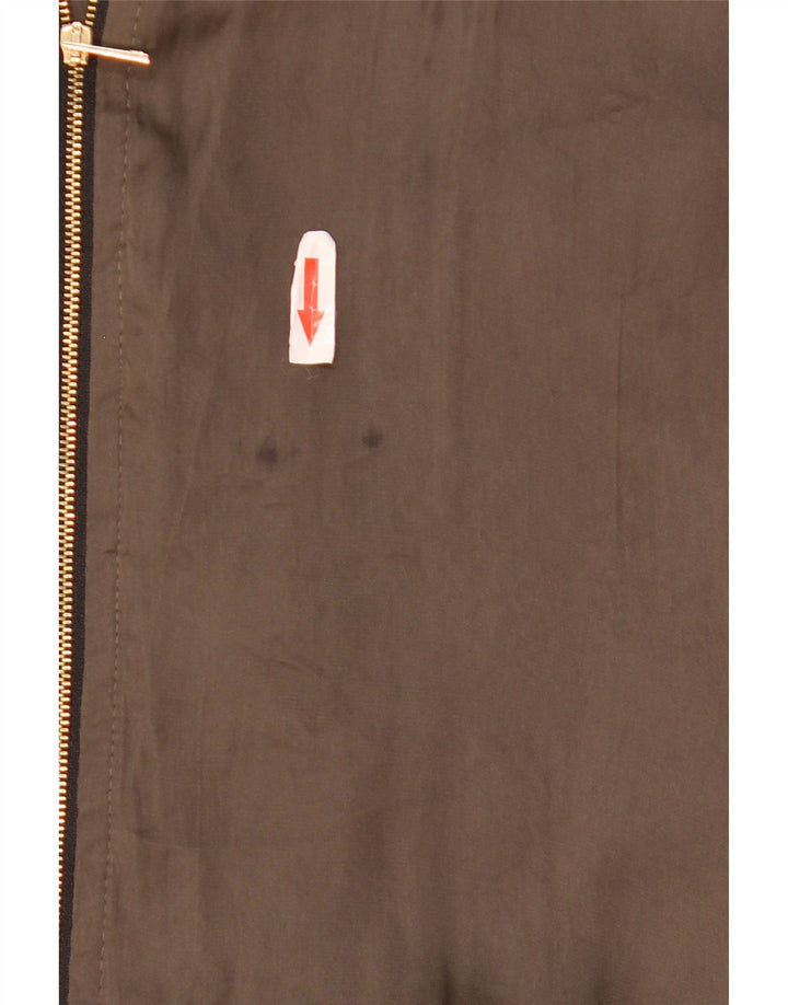 Zara Womens Oversized Bomber Jacket UK 10 Small Khaki Colourblock Poliéster