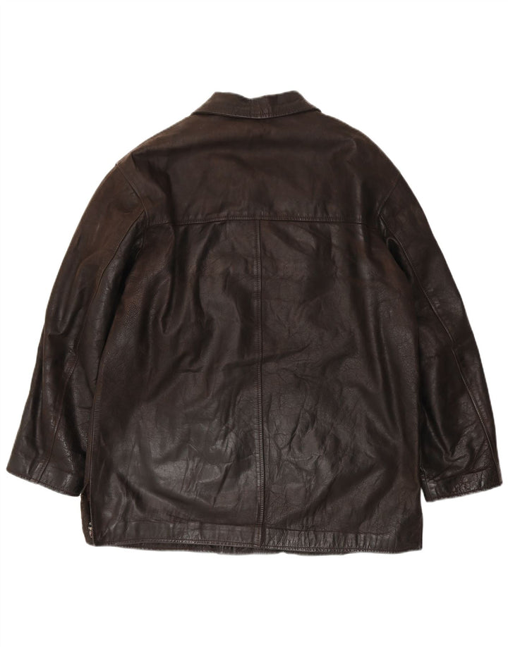 Jaqueta de couro masculina vintage IT 54 2XL couro marrom
