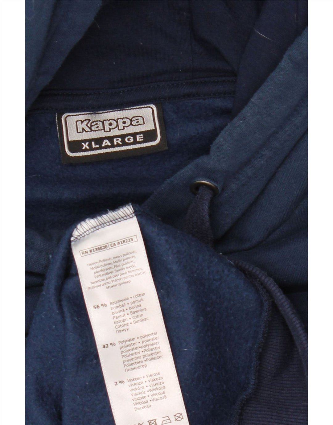Kappa Mens Graphic Hoodie Jumper XL Azul Marinho Algodão
