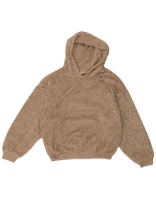 Zara Suéter de lã com capuz para meninas 13-14 anos bege poliéster