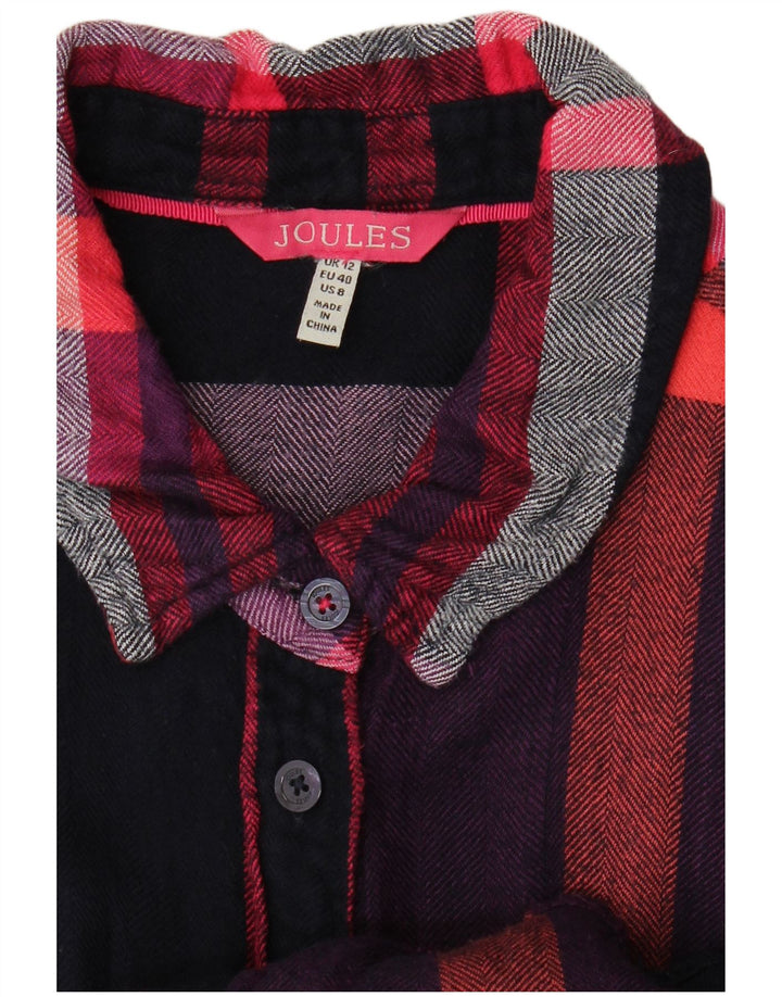 Camisa feminina de flanela Joules Reino Unido 12 xadrez preto médio