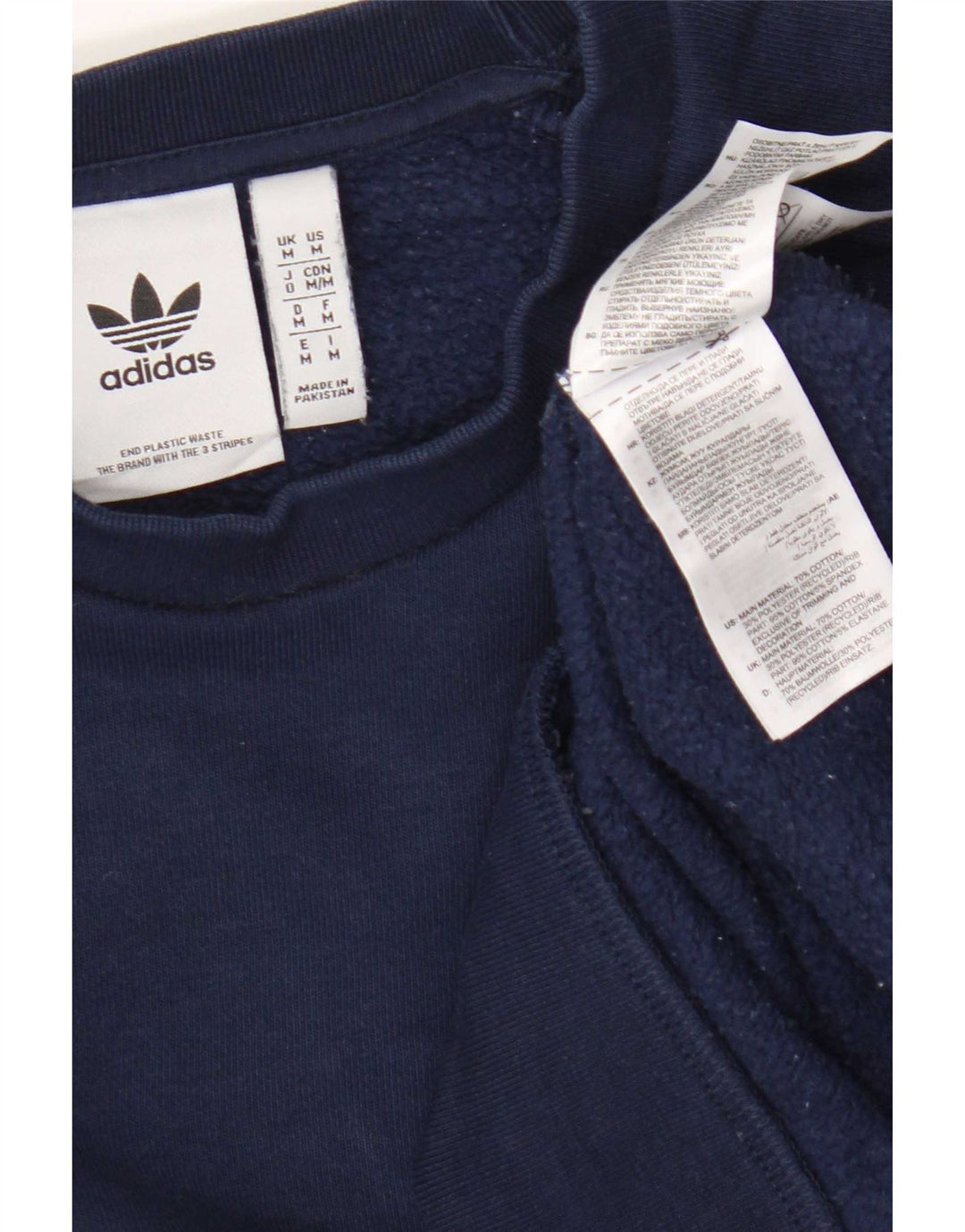 Adidas Mens Moletom Jumper Médio Azul Marinho Algodão