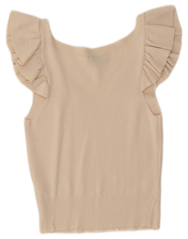 Blusa cropped feminina Topshop UK 12 médio off white viscose