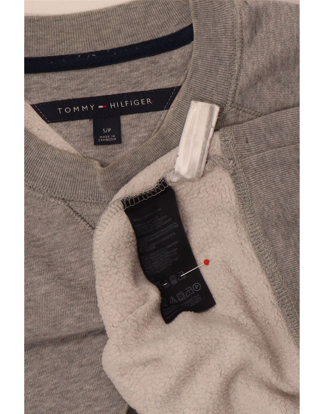 Tommy Hilfiger moletom masculino jumper pequeno algodão manchado cinza