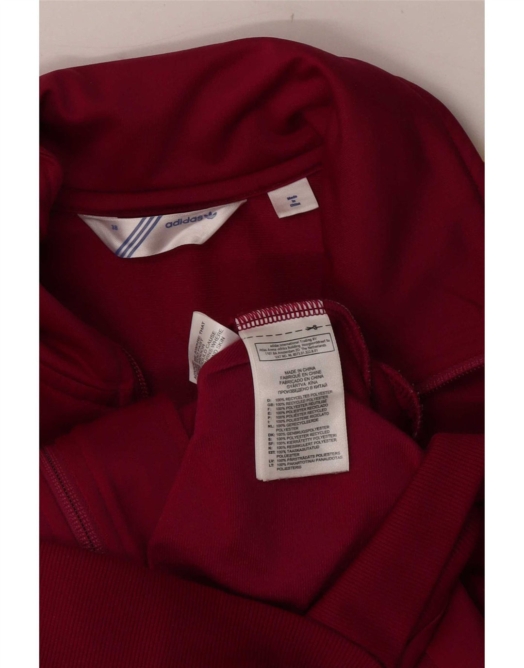 Adidas Womens Graphic Tracksuit Top Jacket EU 38 Médio Borgonha Poliéster