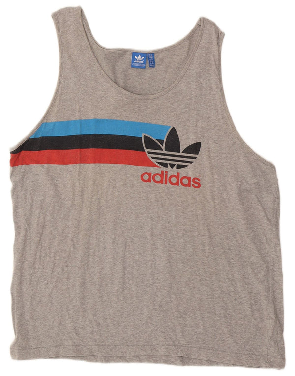 ADIDAS Mens Graphic Vest Top 2XL Cinza Colorblock