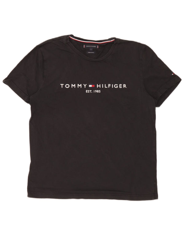 Camiseta masculina Tommy Hilfiger com estampa gráfica grande de algodão preto