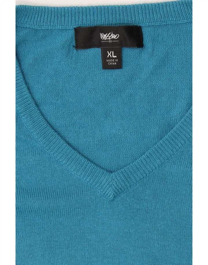 MOSSIMO Womens V-Neck Jumper Sweater UK 18 XL Blue Nylon Vintage Mossimo and Second-Hand Mossimo from Messina Hembry 