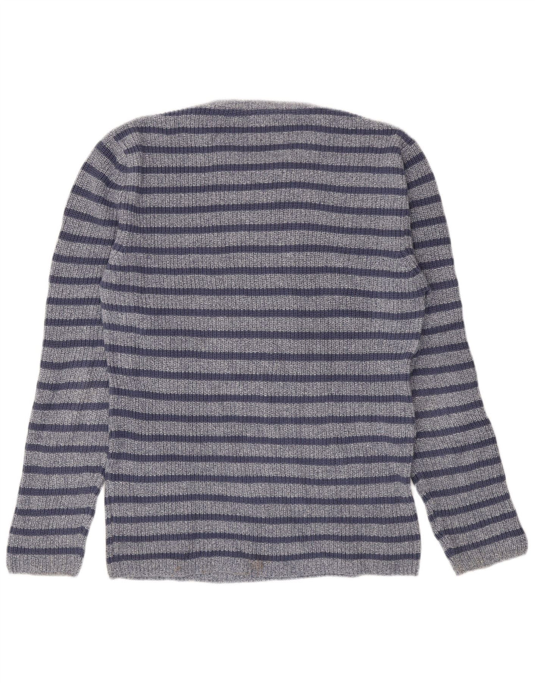 Zara Suéter masculino com gola redonda, grande algodão listrado azul