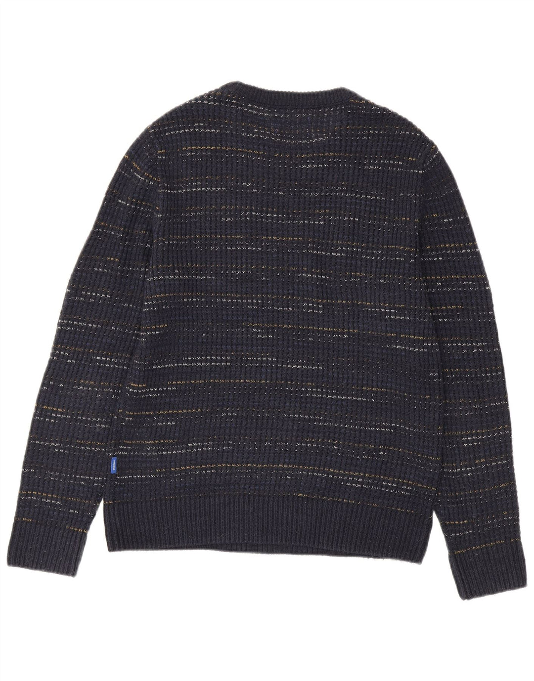 Suéter masculino Jack & Jones com gola barco e risca de giz azul marinho médio