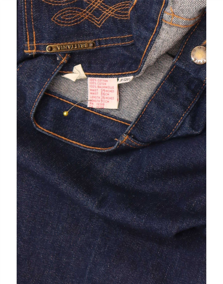 Jeans retos femininos vintage W34 L32 algodão azul marinho