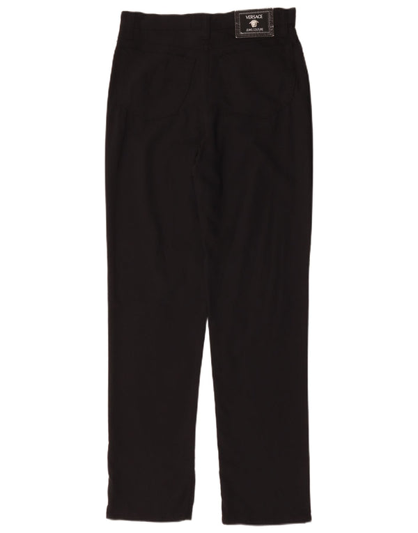 Versace Womens Straight Casual Trousers W32 L31 Black Polyamide