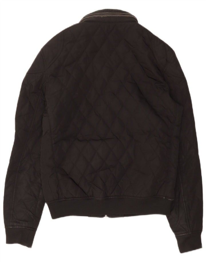 Jaqueta masculina acolchoada com capuz Zara UK 36 poliéster preto pequeno