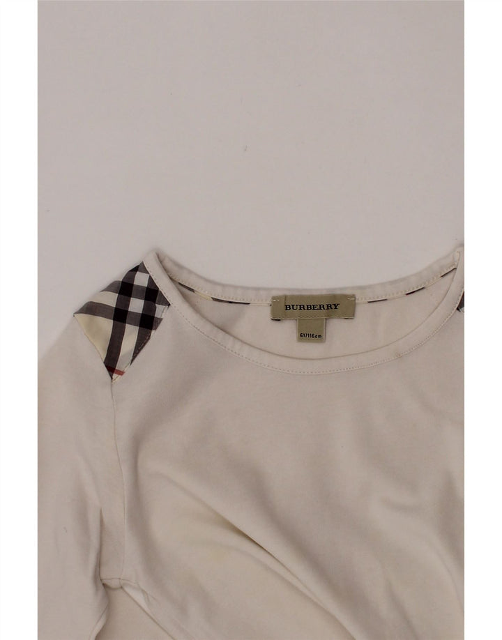 Blusa feminina BURBERRY manga comprida 5-6 anos xadrez branco