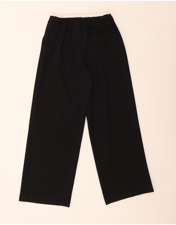 Calça casual feminina Zara com pernas largas e pregas 9-10 anos W24 L24 preta