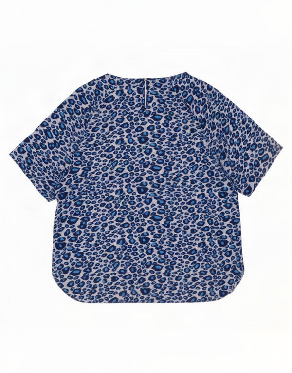 Blusa feminina Marks & Spencer Reino Unido 16 grande azul estampa animal poliéster
