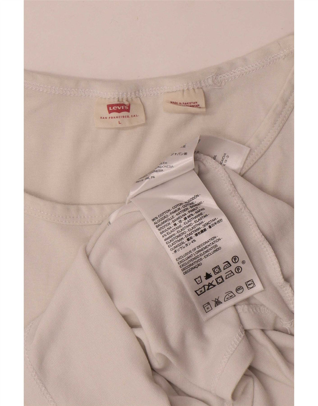 Camiseta feminina Levi's UK 14 grande algodão branco