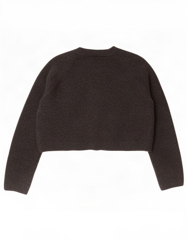 Suéter cardigã feminino Zara crop oversized Reino Unido 10 pequeno cinza acrílico