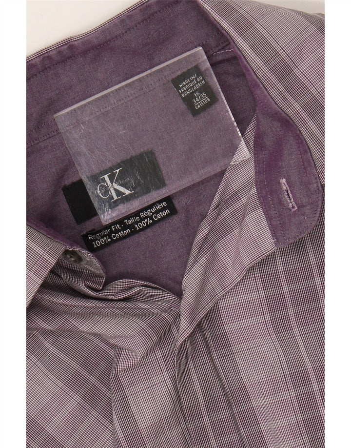 CALVIN KLEIN Camisa masculina de ajuste regular tamanho 16 grande algodão xadrez roxo