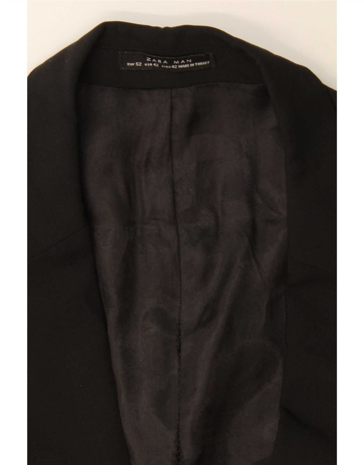 Jaqueta blazer masculina Zara com 2 botões UE 52 grande de lã preta clássica