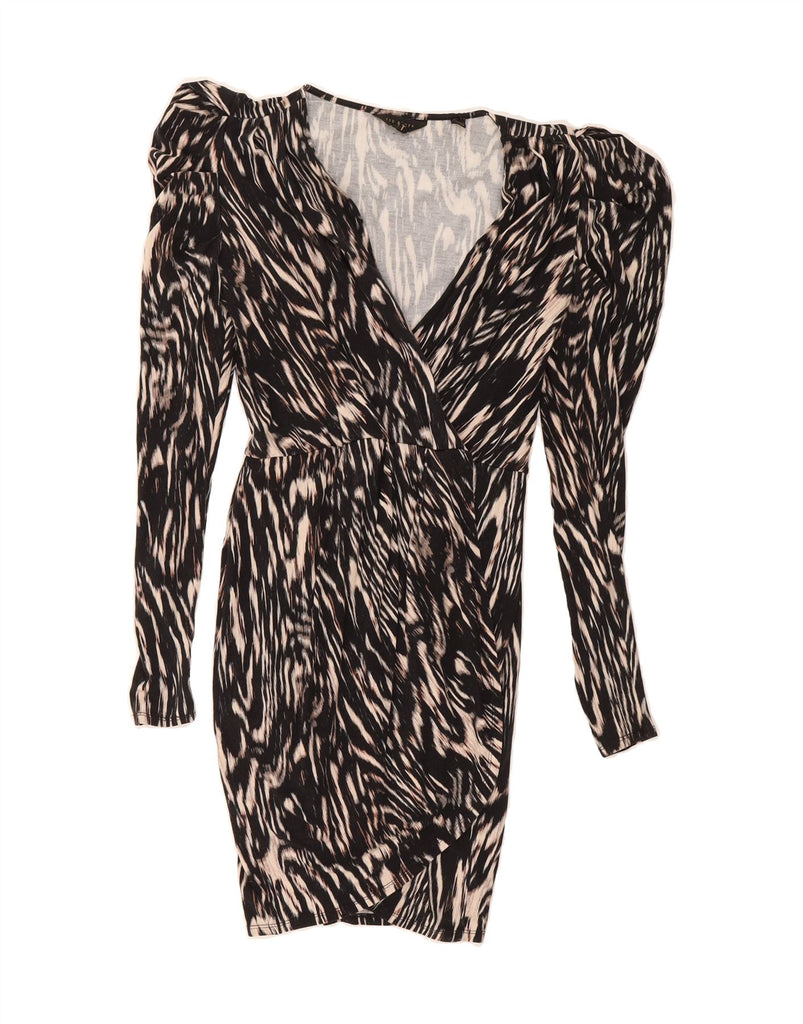 TED BAKER Womens Long Sleeve Bodycon Dress Size 1 XS Black Animal Print Vintage Ted Baker and Second-Hand Ted Baker from Messina Hembry 
