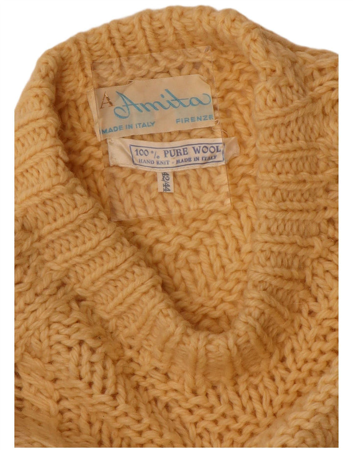 Suéter feminino vintage com gola redonda IT 42/44 lã bege médio