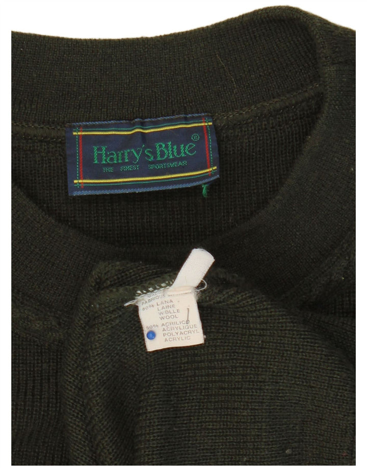 Suéter masculino VINTAGE com gola redonda, grande lã cáqui