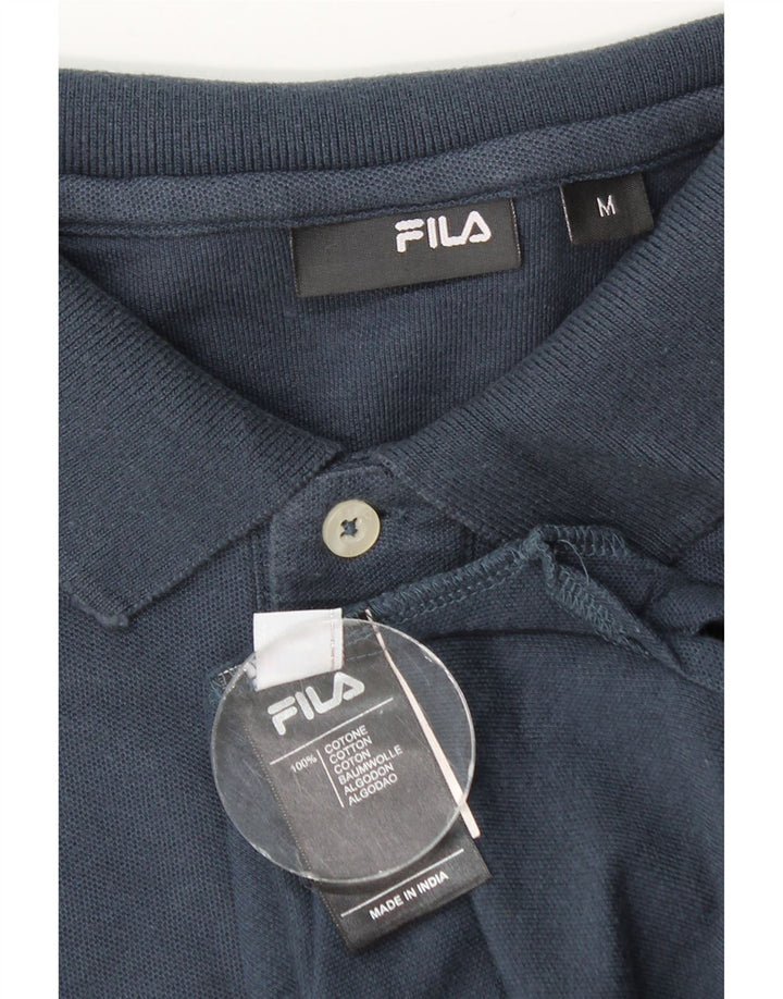 Polo masculino Fila de manga comprida médio algodão azul marinho