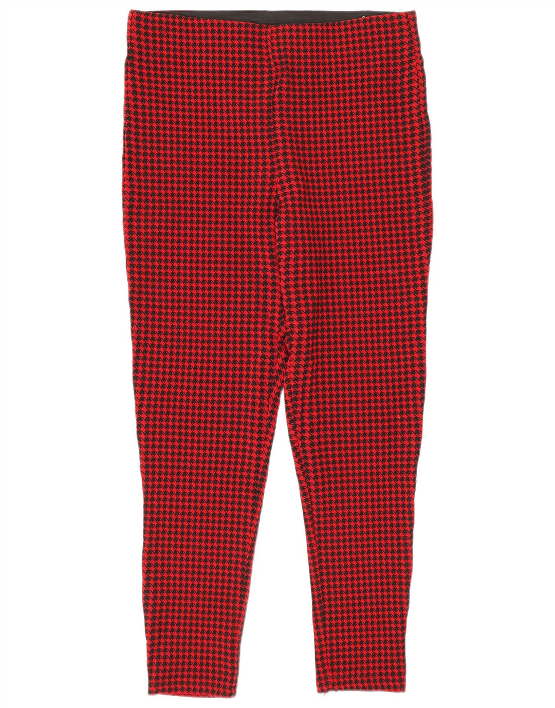 Zara Leggings Crop Feminino UK 14 Grande Viscose Houndstooth Vermelha