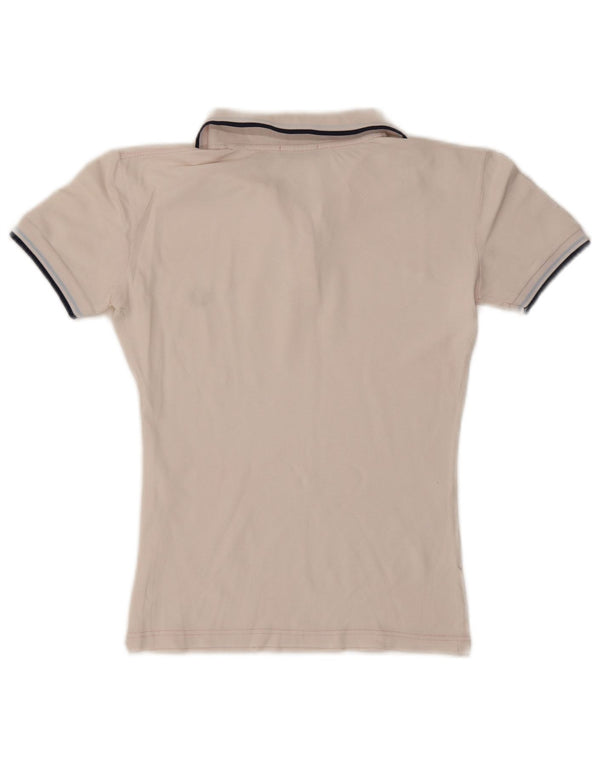 Camisa polo feminina Fred Perry UK 14 grande listrada branca