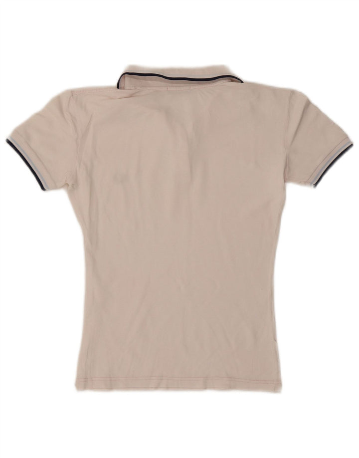 Camisa polo feminina Fred Perry UK 14 grande listrada branca