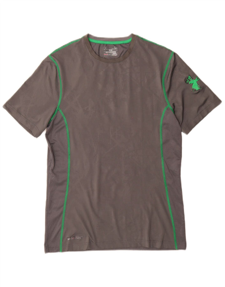 Camiseta masculina Under Armour Heat Gear Top cinza médio poliéster geométrico