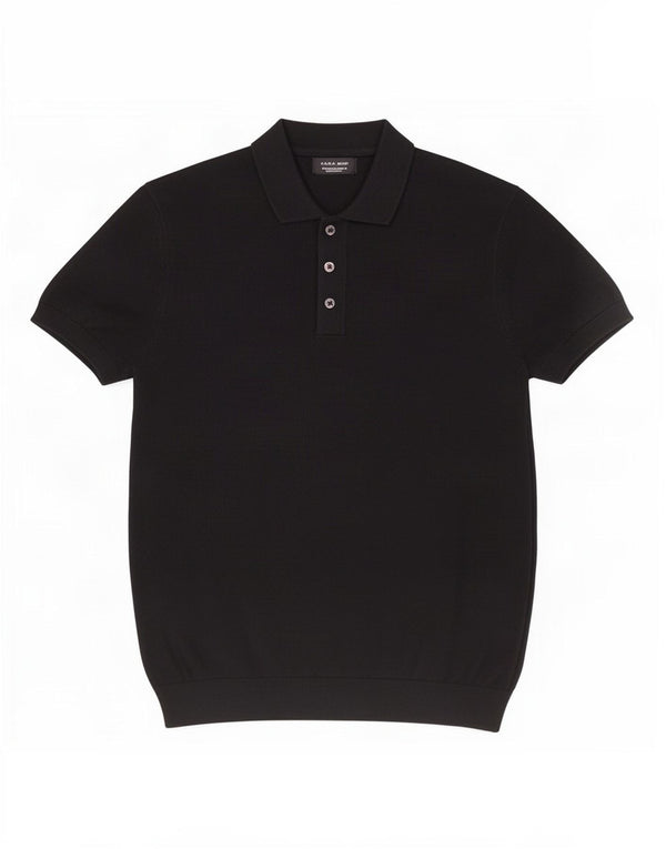 Camisa polo masculina Zara média preta viscose