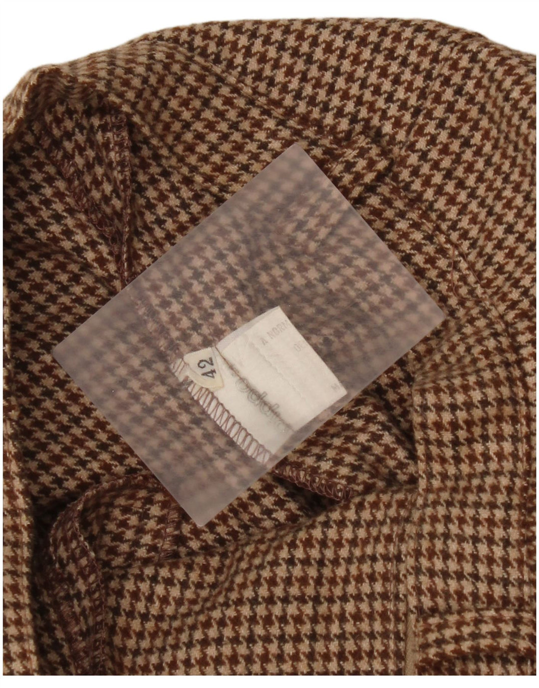 Calça capri feminina vintage IT 42 médio W26 marrom houndstooth lã