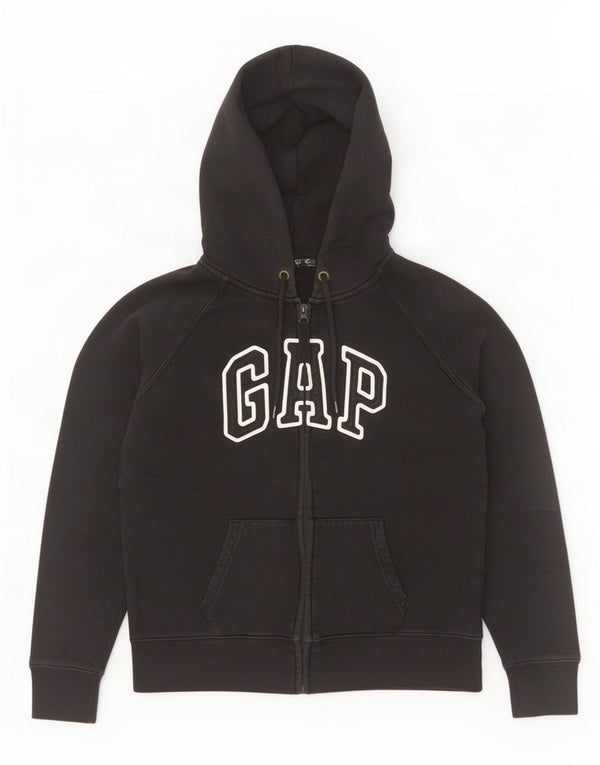 Suéter feminino Gap com capuz e zíper gráfico Reino Unido 14 algodão preto médio